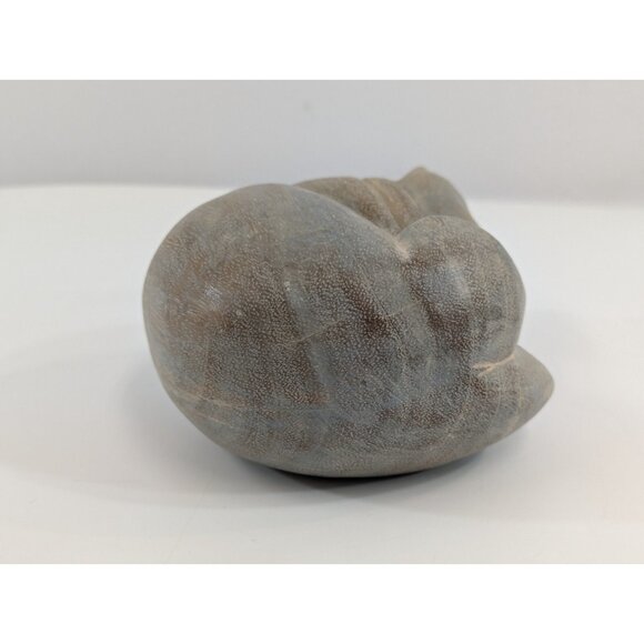 Curled Up Sleeping Cat Figurine Carved Etched Wood Gray Vtg Kitten Statue 5" - Picture 3 of 9